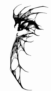 sketch of a bat with tattoo