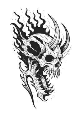skull with wings and tattoo