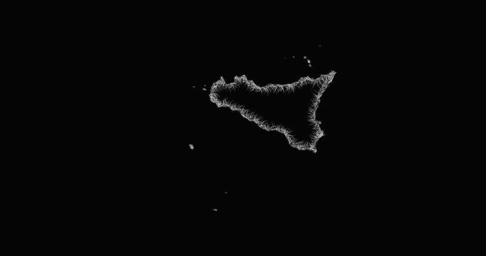 Sketch Sicily outline map animation - smooth progressive reveal
