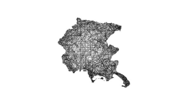 Sketch Friuli-Venezia Giulia outline map animation - smooth progressive reveal