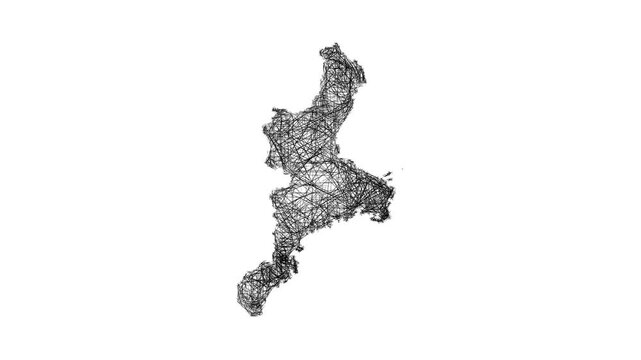 Sketch Mie outline map animation - smooth progressive reveal