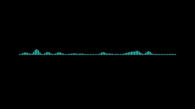 Audio waveform progressing from silence to peak and back to silence