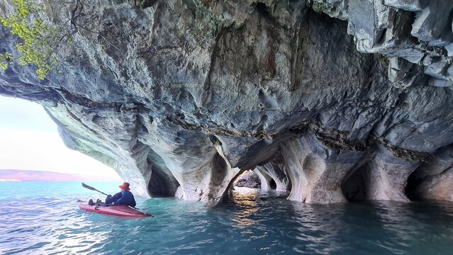 Capillas de Marmol in Lago General Carrera in Patagonia on the Carretera austral, Patagonia, Chile