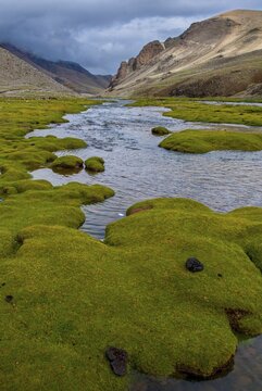 Mountain river, along the road from Tsochen to Lhasa, Western Tibet, Asia