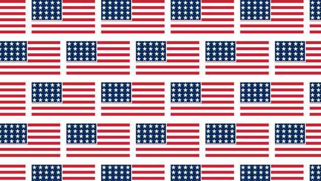 American flag seamless pattern on black background patriotic US stars and stripes repeating vector illustration
