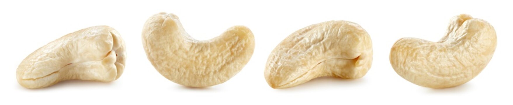 Fresh cashew nuts isolated on white background
