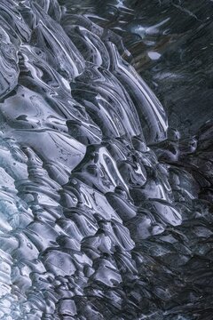 Aquamarine ice combs in Pr&ouml;ng Ice Cave, Sudurland, Iceland
