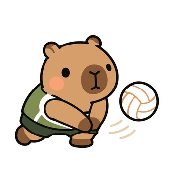 Capybara Playing Volleyball Illustration