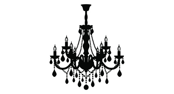 Black chandelier silhouette with crystals