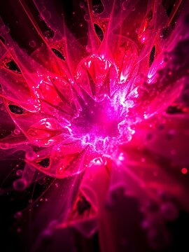 Crimson nebulae burst, fractalized, frozen in time Macro details explode with intense, oversaturated light,  vivid,  detail