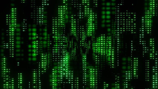 Green Data Loading Computer Code Matrix Form Cyber ​​Pattern Background VJ Loop in 4K