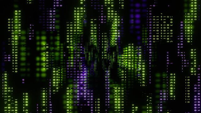 LightGreen and Purple Data Loading Computer Code Matrix Form Cyber ​​Pattern Background VJ Loop in 4K