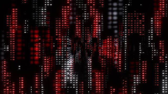 Red and White Data Loading Computer Code Matrix Form Cyber ​​Pattern Background VJ Loop in 4K