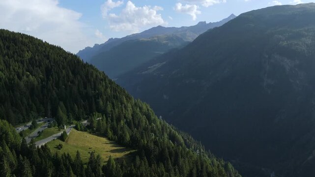 Rugged Alpine valley in Lombardy Sondrio province, Northern Italy Valle Spluga Val San Giacomo