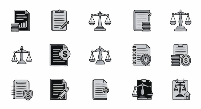 law and justice document icons.