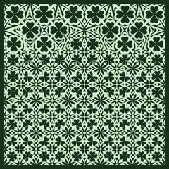 Fototapeta premium Green Four Leaf Clover Geometric Pattern Background