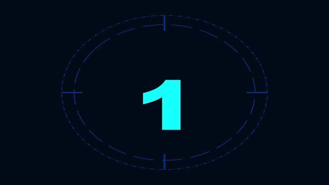 10 second sci-fi countdown timer with HUD targeting reticle effect, dark background