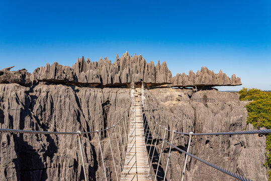 Old wood bridge, Tsingy Travel landscape in Melaky, Madagascar