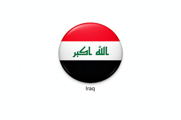 Obraz premium Iraq flag button with arabic script on white background