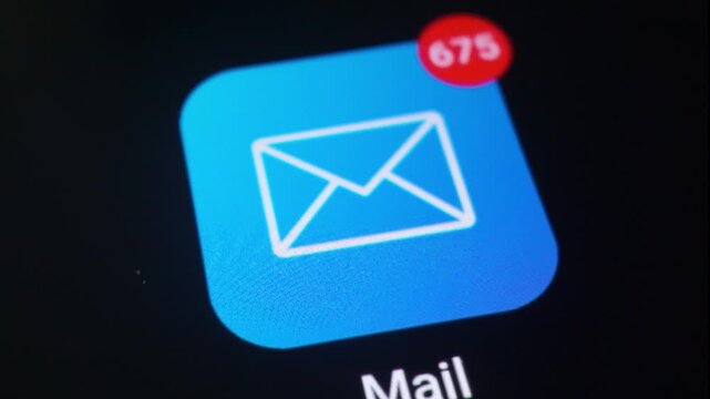 Close-up of an email inbox. Spam email concept.