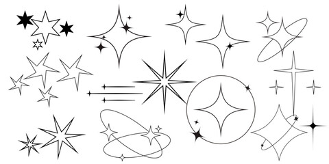 Minimal Sparkle Star and Orbit Line Vector Collection © Taiba