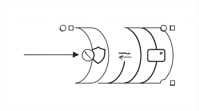 Internet Security Firewall Line Drawing Animation: Block and Allow Access

