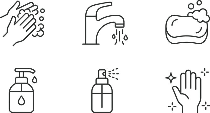 Clothing Hanger and Garment Storage Thin Line Icon Set