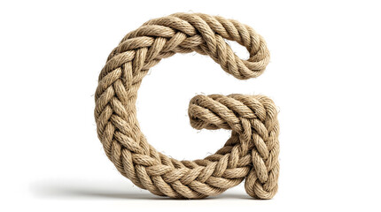 Obraz premium Letter G Thick Braided Style Crafted from Marine Cord Isolated on Pure White Background