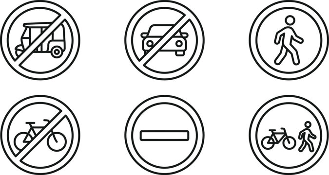 Road Camera and Surveillance Thin Line Icon Set