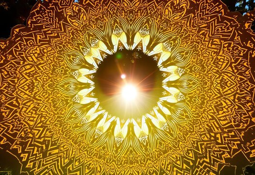 Vibrant sun-exposed artwork, intricate designs emerging from natural light interaction on prepared photosensitive material, sun print, artistic process
