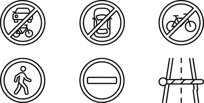 Traffic Arrow and Direction Thin Line Icon Set