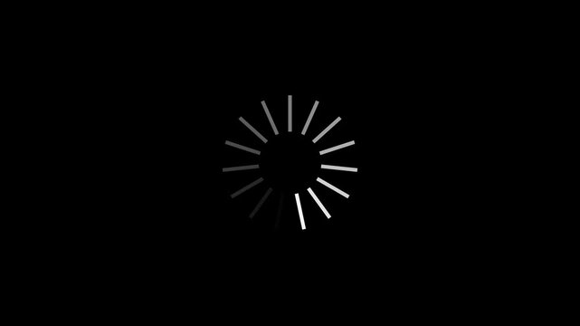 Animated spinning waiting icon animation on black background. animated circle loading gif video icon.