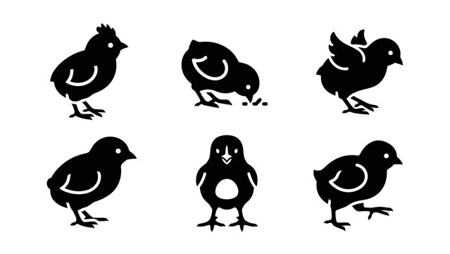 Cute Chick Icons Set