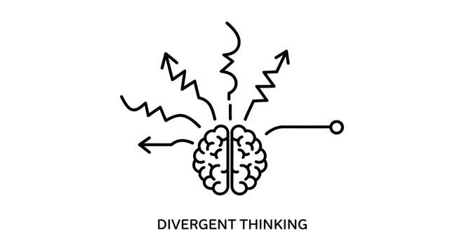 Divergent Thinking Brainstorming Concept: Idea Generation and Creativity