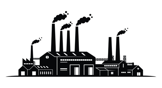 Industrial factory with smoking chimneys