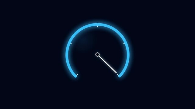 Analogue Speedometer with glow  effect on black background