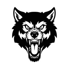 Fototapeta premium Fierce Wolf Head Silhouette, Aggressive Animal Mascot, Wild Canine Roaring