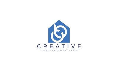 Blue home logo with abstract letters b and o © Md