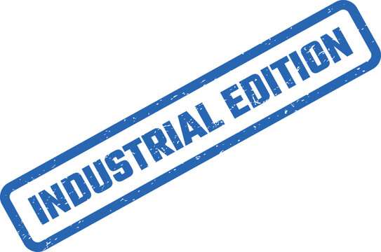 Bold blue rubber stamp displaying Industrial Edition text a versatile graphic for heavy industry concepts