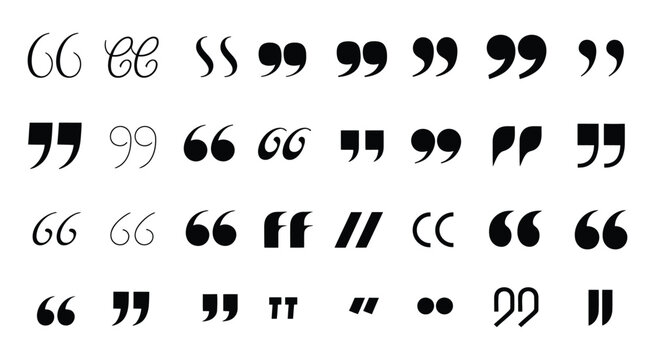 Quotation marks vector, speech punctuation symbols for writing, typography, and editorial design