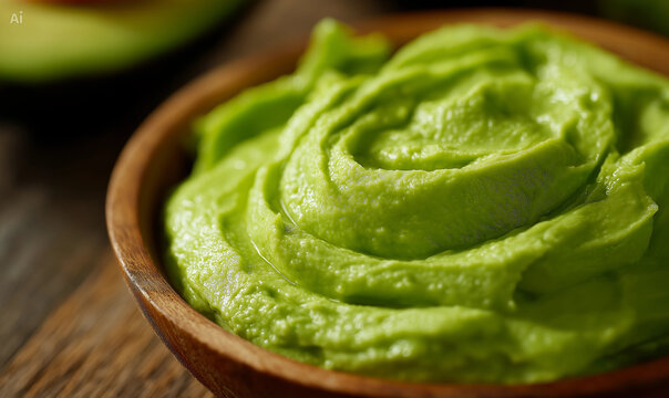 Avocado dip in bowl closeup