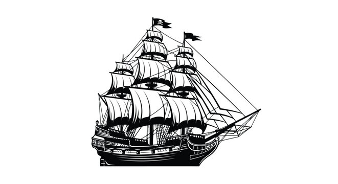 Sailing ship with full sails