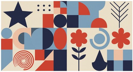 Obraz premium Geometric shapes and floral elements design