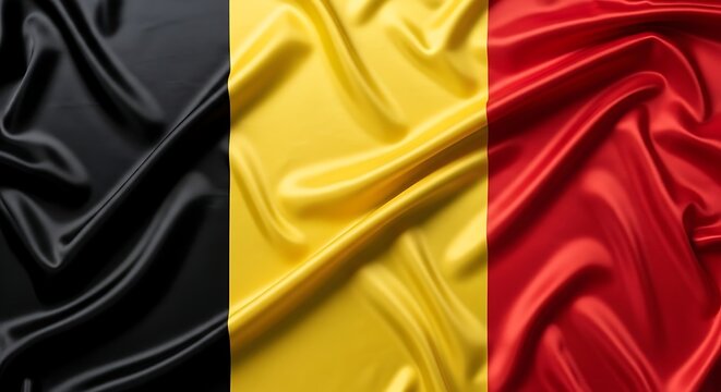 Vibrant Belgian Flag with Silk Texture and Waving Folds