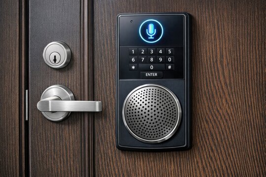 A modern door handle with a numeric keypad, suitable for various uses including security access and entry systems