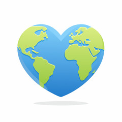 Obraz premium Heart Shaped Planet Earth Icon