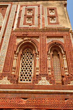 The Qutb Minar complex monuments and buildings from the Delhi Sultanate at Mehrauli in Delhi, India