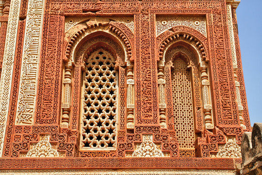 The Qutb Minar complex monuments and buildings from the Delhi Sultanate at Mehrauli in Delhi, India
