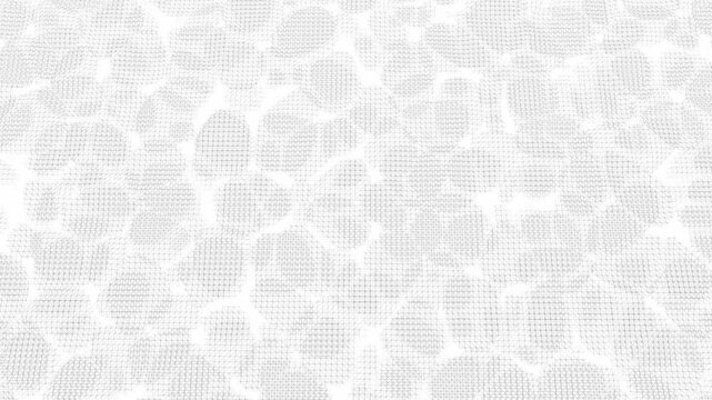 A subtle white wireframe mesh ripples continuously across a clean light background in a slow 3D pattern animation ideal for medical backgrounds and mindfulness application designs