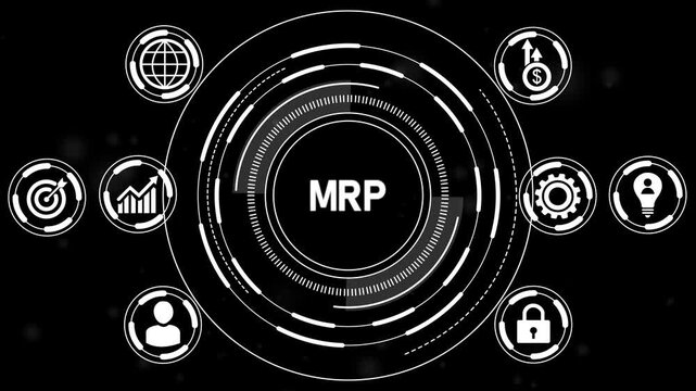 MRP Material Requirement planning Manufacturing Industry Business Process automation.Internet, business, Technology.4k animation.
